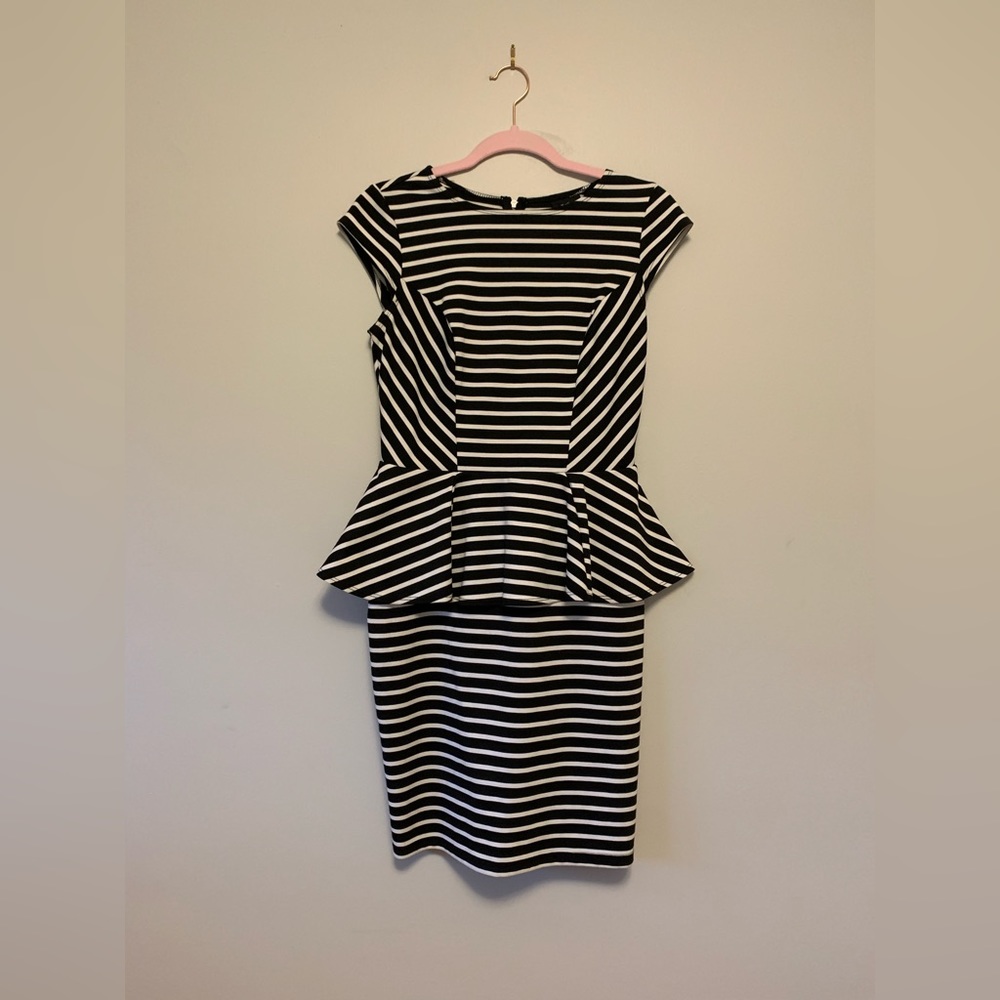 Mossimo striped bodycon peplum dress - S
